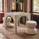 Tomlin Tan Performance Fabric 35" Square Game Table and Round Ottoman Set of 2