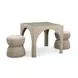 Tomlin Tan Performance Fabric 35" Square Game Table and Round Ottoman Set of 2