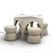 Tomlin Tan Performance Fabric 35" Square Game Table and Round Ottoman Set of 2
