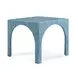 Tomlin Teal Performance Fabric 35" Square Game Table and Round Ottoman Set of 2