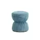Tomlin Teal Performance Fabric 35" Square Game Table and Round Ottoman Set of 2
