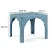 Tomlin Teal Performance Fabric 35" Square Game Table and Round Ottoman Set of 2