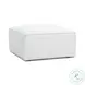 Mindy Cream Chenille Basketweave Square Ottoman