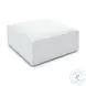 Mindy Cream Chenille Basketweave Square Ottoman