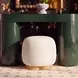 Oopa Cream Performance Boucle Upholstered Swivel Round Ottoman