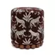 Dex Brown and White Leopard Jacquard Performance Fabric Upholstered Round Ottoman