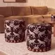 Dex Brown and White Leopard Jacquard Performance Fabric Upholstered Round Ottoman