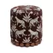 Dex Brown and White Leopard Jacquard Performance Fabric Upholstered Round Ottoman