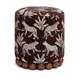 Dex Brown and White Leopard Jacquard Performance Fabric Upholstered Round Ottoman