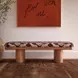 Ollie Brown and White Performance Fabric Upholstered Accent Bench