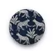 Dex Blue and White Leopard Jacquard Performance Fabric Upholstered Round Ottoman