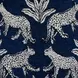 Dex Blue and White Leopard Jacquard Performance Fabric Upholstered Round Ottoman