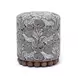 Dex Smoke Gray and White Leopard Jacquard Performance Fabric Upholstered Round Ottoman