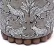Dex Smoke Gray and White Leopard Jacquard Performance Fabric Upholstered Round Ottoman