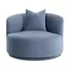 Fickle Bluestone Performance Velvet Upholstered Swivel Accent Chair with Pillow