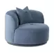 Fickle Bluestone Performance Velvet Upholstered Swivel Accent Chair with Pillow