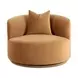 Fickle Camel Performance Velvet Upholstered Swivel Accent Chair with Pillow