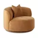 Fickle Camel Performance Velvet Upholstered Swivel Accent Chair with Pillow