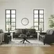 Camden Black Leather 87" Sofa with Nailhead Trim