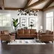 Lachlan Pecan Leather Living Room Set