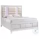 Charlotte White King Upholstered Platform Bed With Storage Footboard