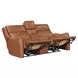 Channing Renaissance Cinnamon Leather Zero Gravity Triple Power Reclining Living Room Set with Nailhead Trim and USB Charging
