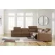 Rally-Up Caramel Leather 5 Piece Modular Power Reclining Sectional with USB Charging