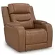 Dreamer Caramel Leather Power Recliner with Audio Seating