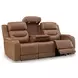 Dreamer Caramel Leather Power Reclining Living Room Set with Audio Seating