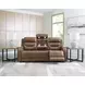 Dreamer Caramel Leather 87" Power Reclining Sofa with Audio Seating