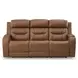 Dreamer Caramel Leather 87" Power Reclining Sofa with Audio Seating