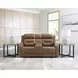 Dreamer Caramel Leather 77" Power Reclining Loveseat with Audio Seating