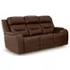 Dreamer Brown Leather 84" Power Reclining Sofa with Audio Seating