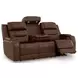 Dreamer Brown Leather Power Reclining Living Room Set with Audio Seating