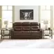 Dreamer Brown Leather 84" Power Reclining Sofa with Audio Seating