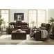 Dreamer Brown Leather Power Reclining Living Room Set with Audio Seating