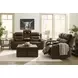 Dreamer Brown Leather Power Reclining Living Room Set with Audio Seating