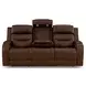 Dreamer Brown Leather 84" Power Reclining Sofa with Audio Seating