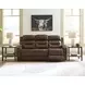 Dreamer Brown Leather Power Reclining Living Room Set with Audio Seating