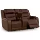 Dreamer Brown Leather 75" Power Reclining Loveseat with Audio Seating