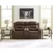Dreamer Brown Leather 75" Power Reclining Loveseat with Audio Seating