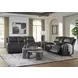 Danemere Black Leather Reclining Living Room Set