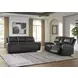 Danemere Black Leather 84" Reclining Sofa