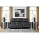 Danemere Black Leather Reclining Living Room Set
