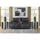 Danemere Black Leather 74" Reclining Loveseat