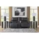 Danemere Black Leather 74" Reclining Loveseat