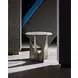 Curated Gray and Gold Round Travertine Top Op Art End Table