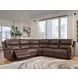 Beryton Espresso Leather 5 Piece Modular Power Reclining Sectional with USB Charging