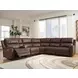 Beryton Espresso Leather 6 Piece Modular Power Reclining Sectional with Storage Console and USB Charging