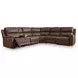Beryton Espresso Leather 6 Piece Modular Power Reclining Sectional with Storage Console and USB Charging